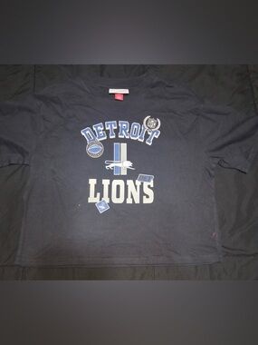 NFL Mitchell & Ness Detroit Lions Black Short Sleeve T-Shirt Youth M 10/12 NWO